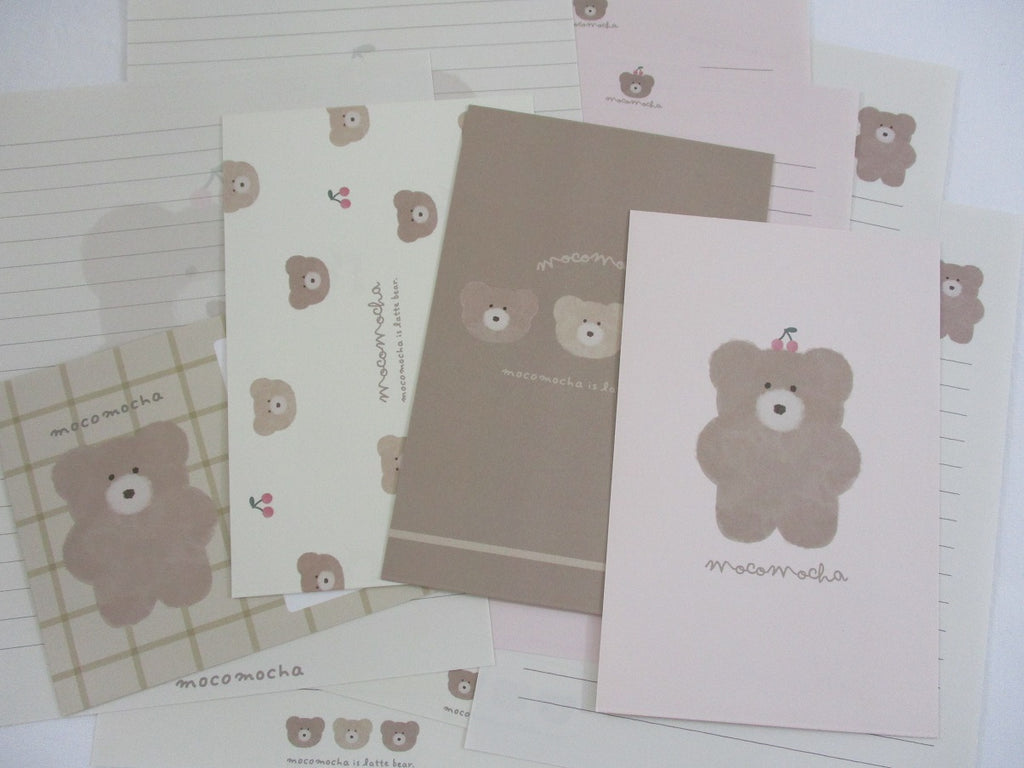 Cute Kawaii Q-Lia Moco Mocha Bear Letter Sets - Stationery Writing Paper Envelope Penpal