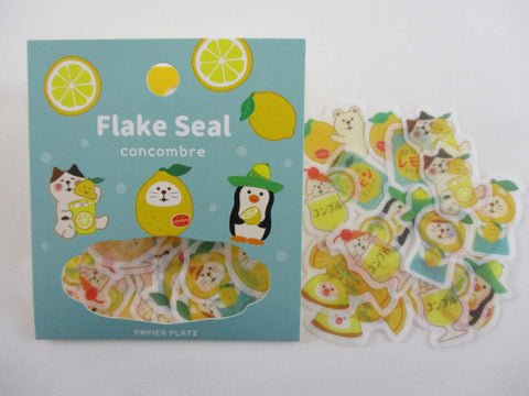 Cute Kawaii Papier Platz Concombre Flake Stickers Sack - Fresh Lemon and animal - for Journal Agenda Planner Scrapbooking Craft