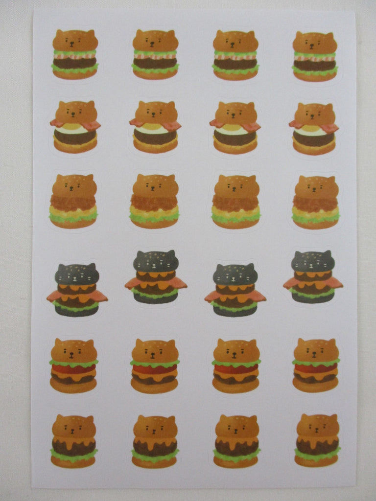 Cute Kawaii Papier Platz Series - Burger - Sticker Sheet - for Journal Planner Craft
