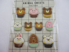 Cute Kawaii MW - Animals Sweets Factory Series - Brownie Muffins Puffy Sponge Sticker Sheet
