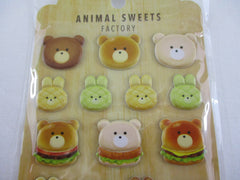 Cute Kawaii MW - Animals Sweets Factory Series - Warm Bread Burger Puffy Sponge Sticker Sheet