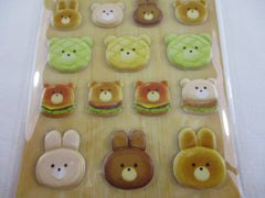 Cute Kawaii MW - Animals Sweets Factory Series - Warm Bread Burger Puffy Sponge Sticker Sheet
