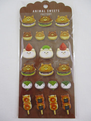 Cute Kawaii MW - Animals Sweets Factory Series - Mochi and Sweet Pancakes Puffy Sponge Sticker Sheet