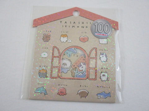 Cute Kawaii Kamio Yasashii Ikimono Shark Bear Seal Flake Stickers Sack - for Journal Planner Craft Scrapbook Agenda