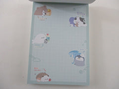 Cute Kawaii  Q-Lia Penguin Bear Seal Cow Pancake 4 x 6 Inch Notepad / Memo Pad - Stationery Designer Paper Collection