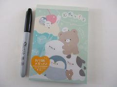 Cute Kawaii Q-Lia Penguin Bear Seal Cow Bird Cherry Cold Drink 4 x 6 Inch Notepad / Memo Pad - Stationery Designer Paper Collection