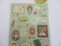 Cute Kawaii MW Choupinet Series - Royal Green Beauty Classic Antique Flower Princess Sticker Sheet - for Journal Planner Craft