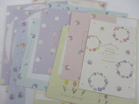 Cute Kawaii Kamio Floral Message Flower Spring Letter Sets Stationery - writing paper envelope