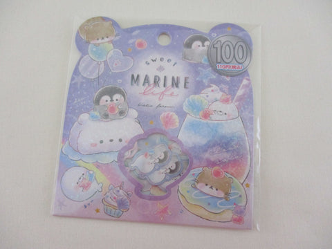 Cute Kawaii Kamio Sweet Marine Penguin Seal Flake Stickers Sack - for Journal Planner Craft Scrapbook Agenda