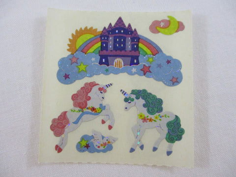Sandylion Rainbow Unicorn Glitter Sticker Sheet / Module - Vintage & Collectible