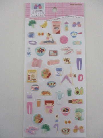 Cute Kawaii Kamio Favorite dream Activity Series Sticker Sheet -  Healthy Living Exercise Yoga - for Journal Planner Craft Agenda Organizer Scrapbook