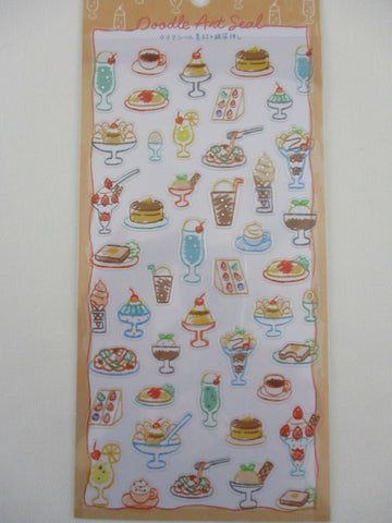 Cute Kawaii Kamio Doodle Seal Series Sticker Sheet - Food Drink Breakfast Pancake Strawberry Dessert - for Journal Planner Craft Agenda Organizer Scrapbook