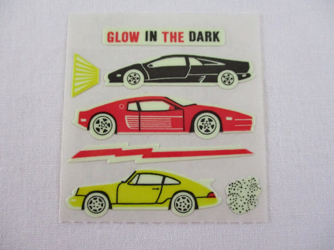 Sandylion Race Cars Glow in the Dark Sticker Sheet / Module - Vintage & Collectible