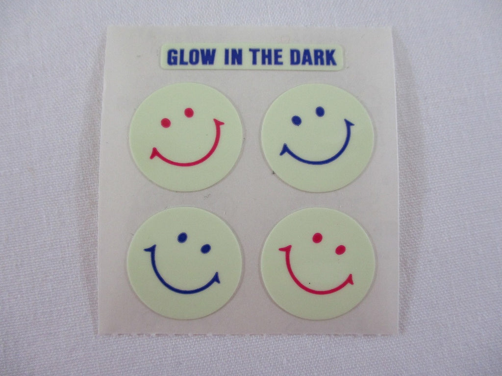 Sandylion Smiley Face Glow in the Dark Sticker Sheet / Module - Vintage & Collectible