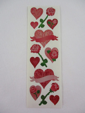 Sandylion Hearts Rose Valentine Sticker Sheet / Module - Vintage & Collectible