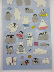 Cute Kawaii Mind Wave Polar Bear Penguin Sticker Sheet - for Journal Planner Craft Organizer Scrapbook Notebook