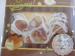 Cute Kawaii BGM So Yummy Series Flake Stickers Sack - Breakfast Cat - for Journal Agenda Planner Scrapbooking Craft