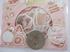 Cute Kawaii BGM So Yummy Series Flake Stickers Sack - Strawberry Pastry Dessert Bird - for Journal Agenda Planner Scrapbooking Craft
