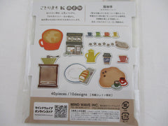 Cute Kawaii Mind Wave Town Village Series Flake Stickers Sack - Cafe Coffee Shop Latte - for Journal Agenda Planner Scrapbooking Craft