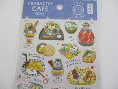 Cute Kawaii Mind Wave Character CAFE Food Sticker Sheet - Cat Kitten Rice Poke Bowl for Journal Planner Craft Organizer Calendar