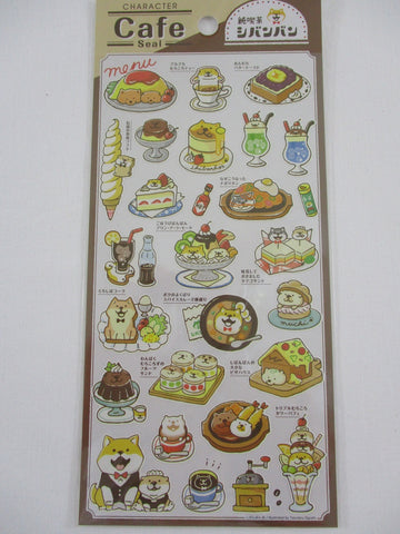 Cute Kawaii Mind Wave Character CAFE Food Sticker Sheet - Dog Omelette Tempura Pudding for Journal Planner Craft Organizer Calendar