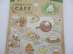 Cute Kawaii Mind Wave Character CAFE Food Sticker Sheet - Rabbit Bunny Omelette Cake Burger for Journal Planner Craft Organizer Calendar