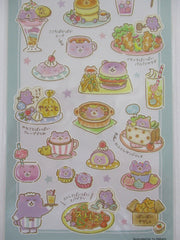 Cute Kawaii Mind Wave Character CAFE Food Sticker Sheet - Bear Cake Burger Bubble Tea Spaghetti for Journal Planner Craft Organizer Calendar