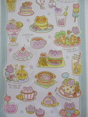 Cute Kawaii Mind Wave Character CAFE Food Sticker Sheet - Bear Cake Burger Bubble Tea Spaghetti for Journal Planner Craft Organizer Calendar