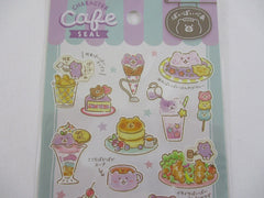 Cute Kawaii Mind Wave Character CAFE Food Sticker Sheet - Bear Cake Burger Bubble Tea Spaghetti for Journal Planner Craft Organizer Calendar