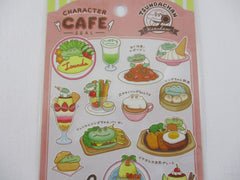 Cute Kawaii Mind Wave Character CAFE Food Sticker Sheet - Crocs Crocodile Omelette Pudding Parfait Soup Vegetable Sticks for Journal Planner Craft Organizer Calendar