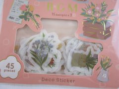 Cute Kawaii BGM Flowers Series Flake Stickers Sack - Pot Container Garden - for Journal Agenda Planner Scrapbooking Craft