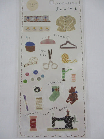Cute Kawaii Kamiiso Sewing Theme Sticker Sheet - for Journal Planner Craft