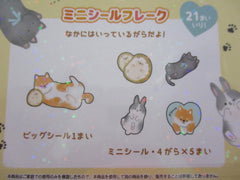 Cute Kawaii Crux Dog Cat Hedgehog Rabbit Onaka Nadete Stickers Flake Sack - for Journal Planner Craft Scrapbook Collectible