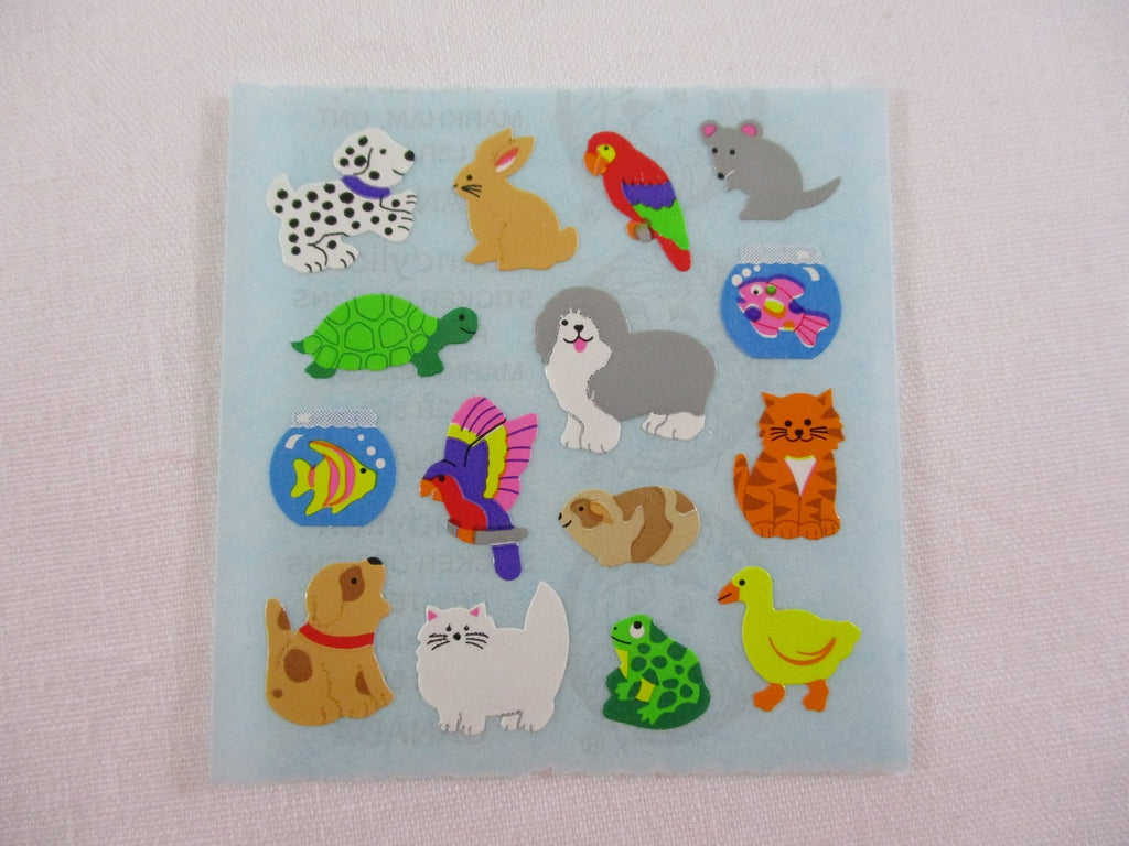 Sandylion Pet Animals Sticker Sheet / Module - Vintage & Collectible - Rare Blue Backing