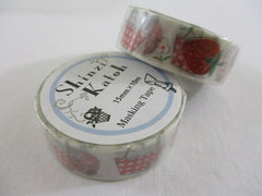 Cute Kawaii Shinzi Katoh Washi / Masking Deco Tape - Basketful Strawberries - for Scrapbooking Journal Planner Craft