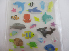 Cute Kawaii Mind Wave Sea Ocean Animals Fish Dolphin Whale Crab Sticker Sheet - for Journal Planner Craft