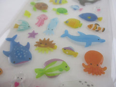 Cute Kawaii Mind Wave Sea Ocean Animals Fish Dolphin Whale Crab Sticker Sheet - for Journal Planner Craft