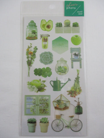 Cute Kawaii MW Sheer Photon Series - Green Plants and Fruits Sticker Sheet - for Journal Planner Craft