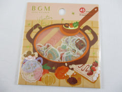 Cute Kawaii BGM Winter Limited Series Flake Stickers Sack - Warm Snack Soup Drink Marshmallow Bakery - for Journal Agenda Planner Scrapbooking Craft