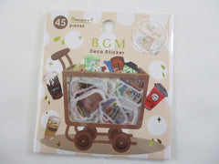 Cute Kawaii BGM Cartful Series Flake Stickers Sack - Coffee Latte Cappuccino Cafe Drink Chocolate - for Journal Agenda Planner Scrapbooking Craft