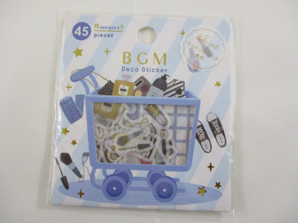 Cute Kawaii BGM Cartful Series Flake Stickers Sack - Ready for Work School Outfit Wardrobe Beauty - for Journal Agenda Planner Scrapbooking Craft