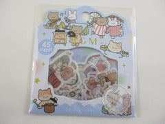 Cute Kawaii BGM Flake Stickers Sack - Bear Rabbit Stay Home Activities - for Journal Agenda Planner Scrapbooking Craft
