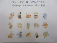 Cute Kawaii BGM Flake Stickers Sack - Animals and Drinks Coffee Milk Juice - for Journal Agenda Planner Scrapbooking Craft
