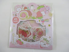 Cute Kawaii BGM Flake Stickers Sack - Strawberry Bunny Bear - for Journal Agenda Planner Scrapbooking Craft