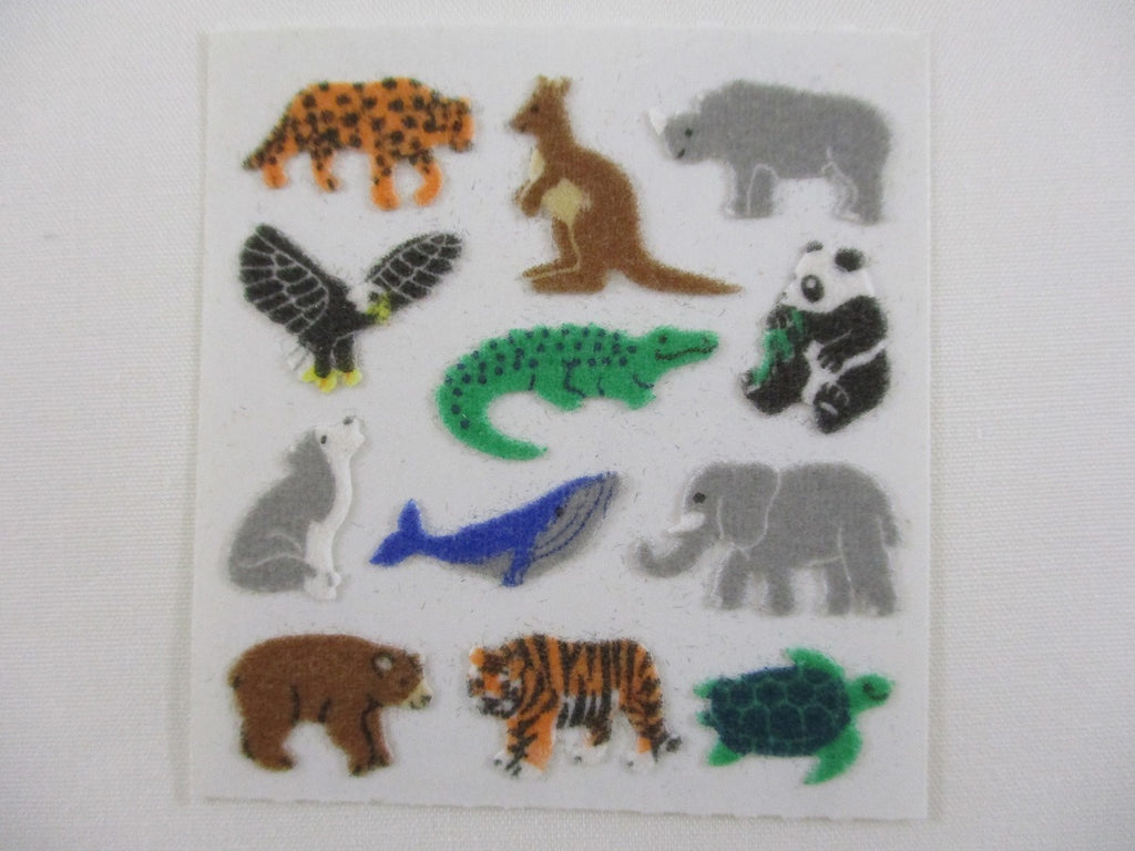 Sandylion Animals Crocs Whale Elephant Fox Tiger Fuzzy Sticker Sheet / Module - Vintage & Collectible