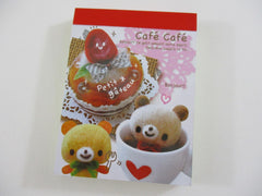 Cute Kawaii Kamio Bear Cafe Cafe B Mini Notepad / Memo Pad - Stationery Design Writing - Vintage Collectible