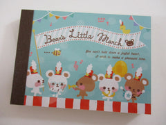 Cute Kawaii Q-Lia Bear Little Mini Notepad / Memo Pad - Stationery Design Writing Collection