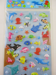 Cute Kawaii MW - Fish Whale Octopus Turtle Sea Ocean Puffy Sponge Sticker Sheet