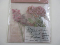 Cute Kawaii Q-Lia Bouquet Flowers - Flake Stickers Sack - Dusty Pink - Beautiful Garden Bloom Love Wedding for Journal Agenda Planner Scrapbooking Craft