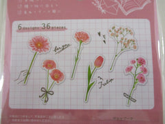 Cute Kawaii Q-Lia Bouquet Flowers - Flake Stickers Sack - Pink - Beautiful Garden Bloom Love Wedding for Journal Agenda Planner Scrapbooking Craft